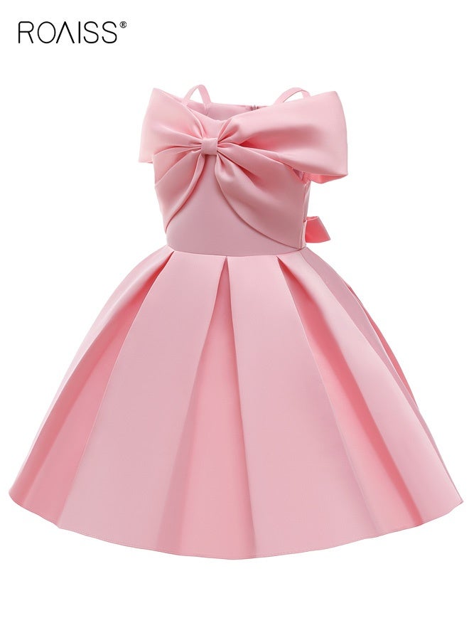 رويس فستان أميرة للبنات مع سحاب خلفي وعقدة، فستان كلاسيكي بكتف واحد، فستان مسابقة أنيق وأنيق للبنات، فستان حفلة راقصة رائع، مناسب للعروض وحفلات أعياد الميلاد أو أي مناسبة رسمية - Image 2